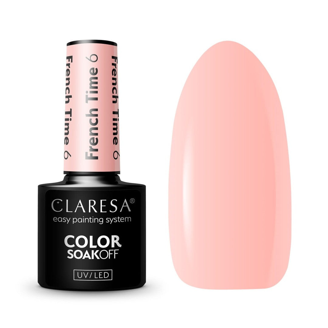 Claresa French Time 6 5ml ημιμόνιμο βερνίκι νυχιών σε milky peach nude απόχρωση με cream φινίρισμα για French Manicure, Baby Boomer και φυσικό manicure.