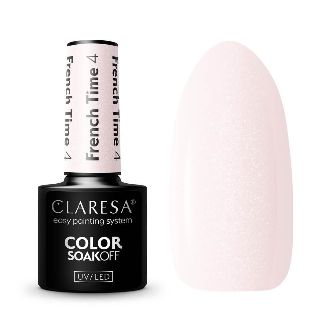 Claresa French Time 4 5ml ημιμόνιμο βερνίκι νυχιών σε milky ivory pink απόχρωση με διακριτικό pearl shimmer για French Manicure, Baby Boomer και bridal manicure.