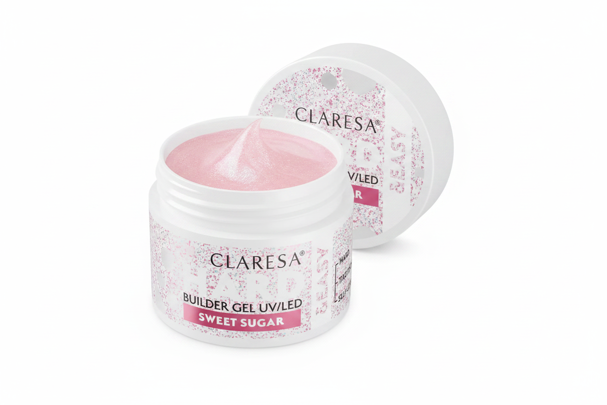 Claresa Hard & Easy Gel Sweet Sugar Builder Gel 12gr UV/LED - Επαγγελματικό Hard Gel χτισίματος νυχιών με glitter