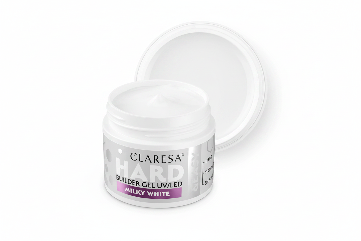Claresa Hard & Easy Gel Milky White Builder Gel 12gr UV/LED - Επαγγελματικό Hard Gel χτισίματος νυχιών