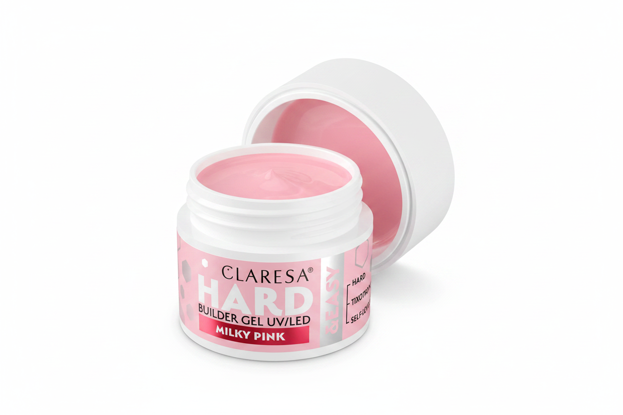Claresa Hard & Easy Gel Milky Pink Builder Gel 12gr UV/LED - Επαγγελματικό Hard Gel χτισίματος νυχιών
