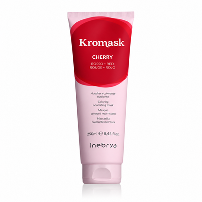 Inebrya Kromask Cherry κόκκινη χρωμομάσκα 250ml για ζωντανό χρώμα, λάμψη και ενυδάτωση των μαλλιών