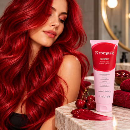 Inebrya Kromask Cherry κόκκινη χρωμομάσκα 250ml για έντονο κόκκινο χρώμα, λάμψη και ενυδάτωση
