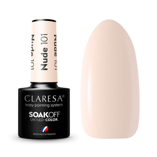 Claresa Nude 101 5ml ημιμόνιμο βερνίκι νυχιών σε milky beige nude απόχρωση με cream φινίρισμα για French manicure, bridal nails και φυσικό nude αποτέλεσμα.
