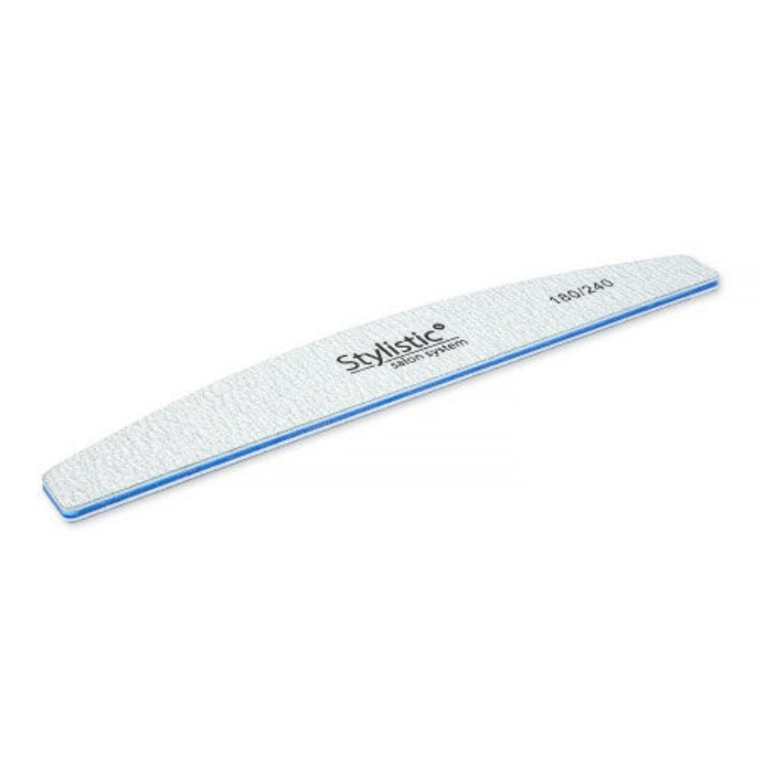 Stylistic λίμα νυχιών μπανάνα half 180/240 λευκή με μπλε λεπτομέρεια