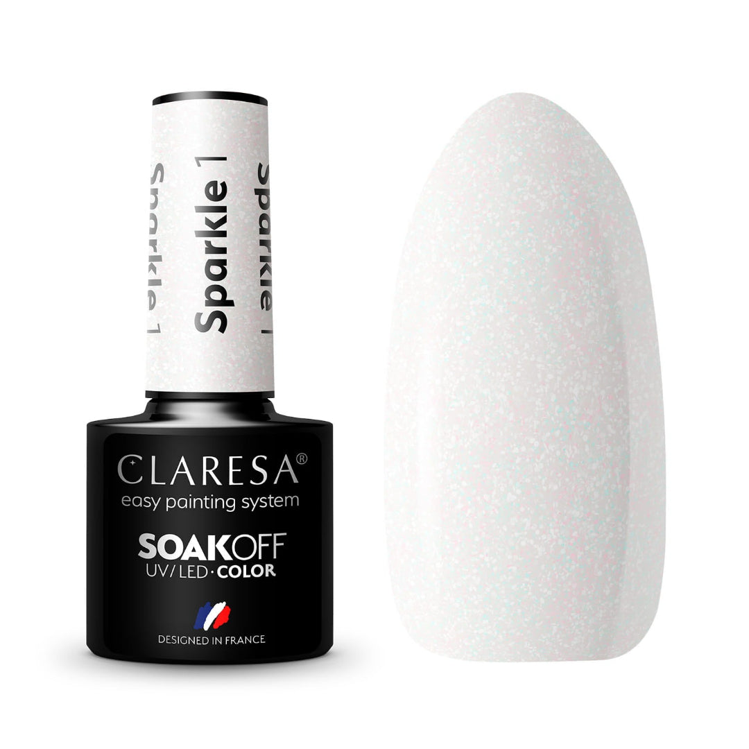 Claresa Sparkle 1 Ημιμόνιμο Βερνίκι Νυχιών 5g - Glitter Gel Polish με πράσινες και χρυσές αντανακλάσεις UV/LED
