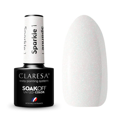 Claresa Sparkle 1 Ημιμόνιμο Βερνίκι Νυχιών 5g - Glitter Gel Polish με πράσινες και χρυσές αντανακλάσεις UV/LED