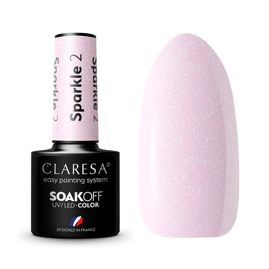 Claresa Sparkle 2 Ημιμόνιμο Βερνίκι Νυχιών 5g - Ροζ Shimmer Glitter Gel Polish UV/LED