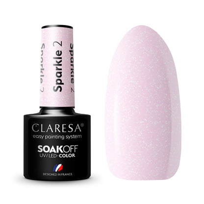 Claresa Sparkle 2 Ημιμόνιμο Βερνίκι Νυχιών 5g - Ροζ Shimmer Glitter Gel Polish UV/LED